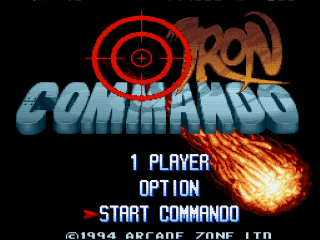 Iron Commando title screen for Super Famicom